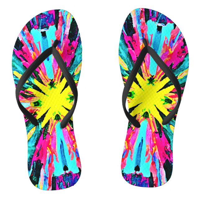 Abstract Colourful Glow Pattern Thongs (Footbed)
