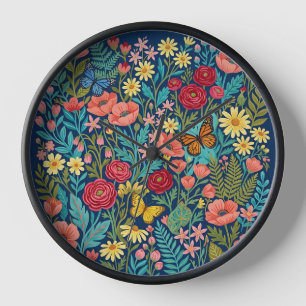 Abstract Colourful Gouache Butterflies Art Clocks