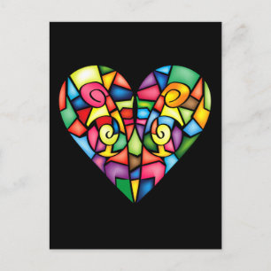 Abstract colourful heart postcard