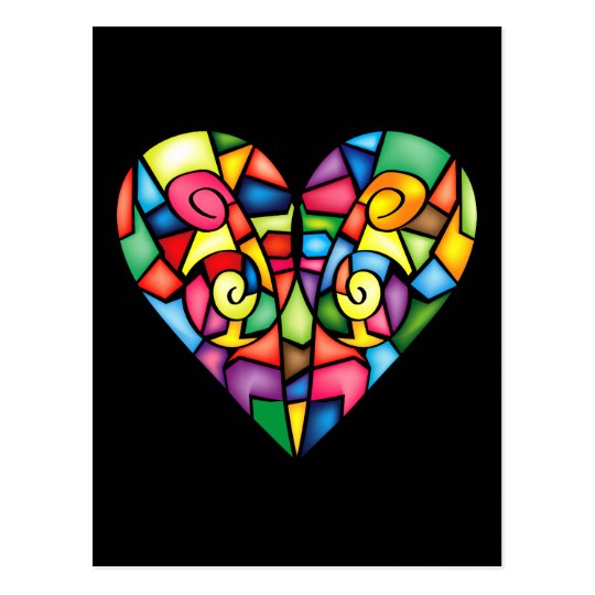 Abstract colourful heart postcard