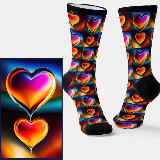 Abstract Colourful Hearts on Black Socks (Creator Uploaded)