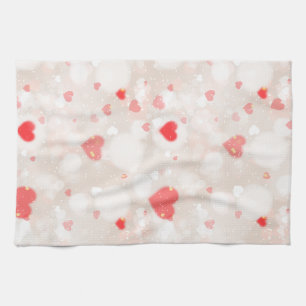 Abstract Colourful Hearts Pattern Kitchen Towel