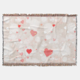 Abstract Colourful Hearts Pattern Throw Blanket
