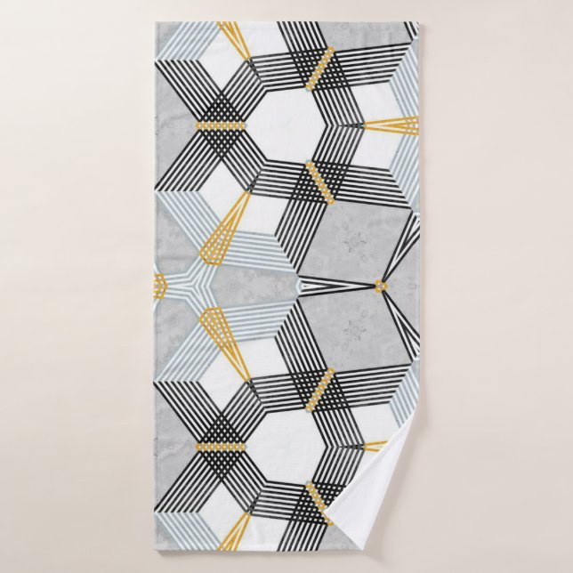 Abstract colourful hexagon square geometric seamle bath towel (Bath Towel)