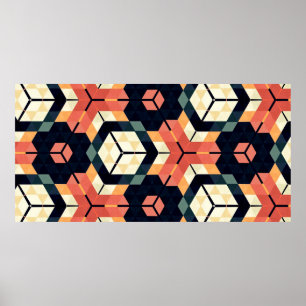 Abstract colourful hexagon square geometric seamle poster