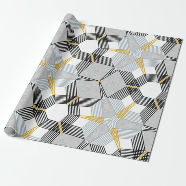 Abstract colourful hexagon square geometric seamle wrapping paper (Unrolled)