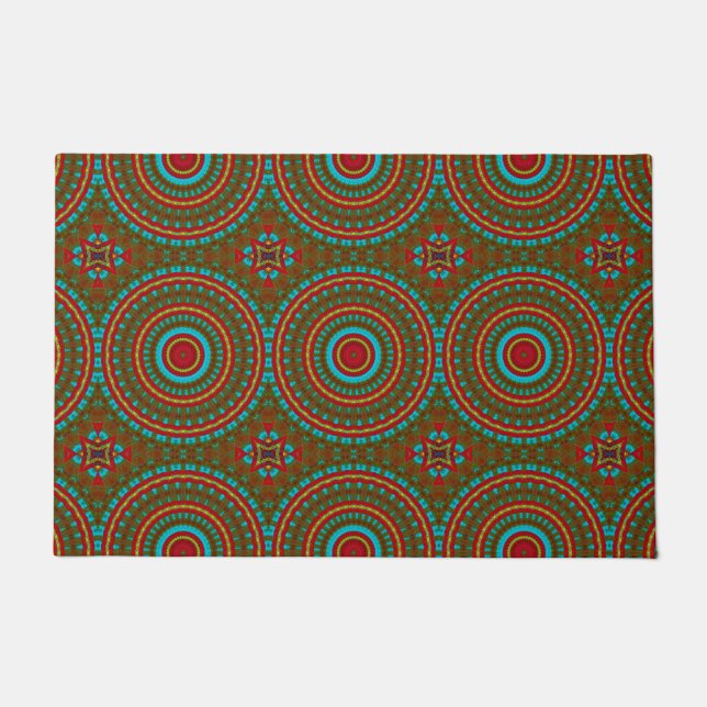  Abstract Colourful Hippie Cool Boho Pattern Triba Doormat (Front)