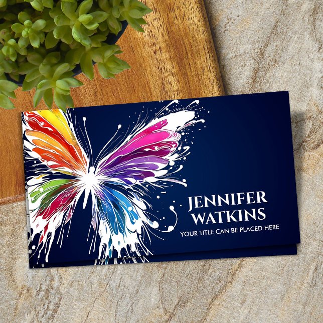 Abstract Colourful ink splatter butterfly Business Card (Creator Uploaded)
