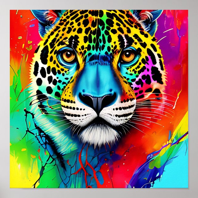 abstract colourful jaguar art poster (Front)