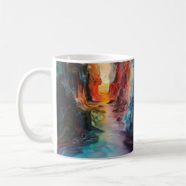 Abstract Colourful Landscape Mug, Unique Art Coffe Coffee Mug (Left)