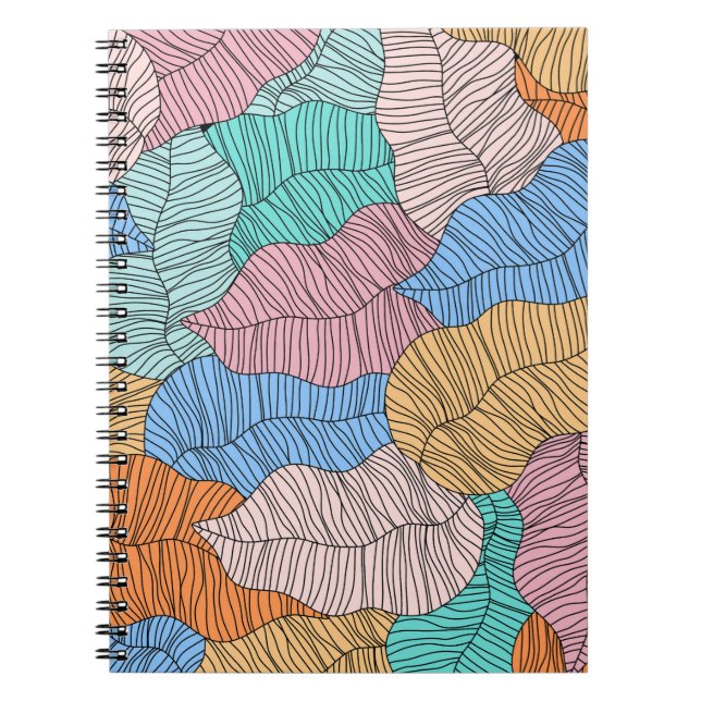 Abstract colourful leaf painting design background notebook (Front)
