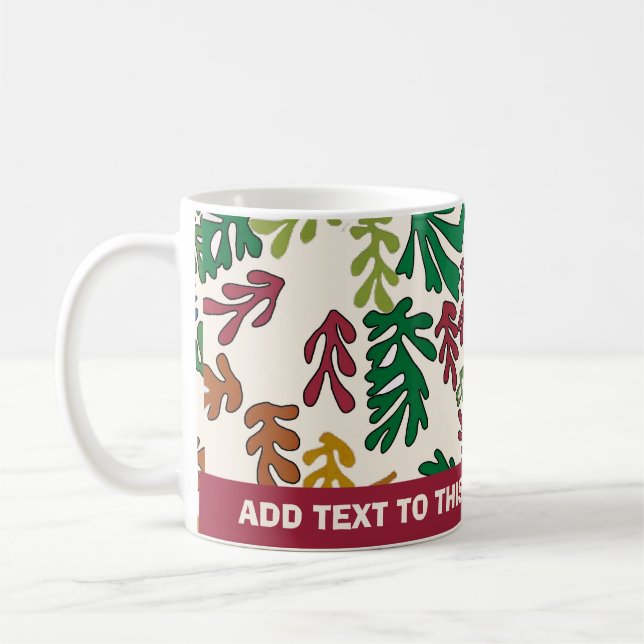 Abstract Colourful Leaves, add text,  Coffee Mug (Left)