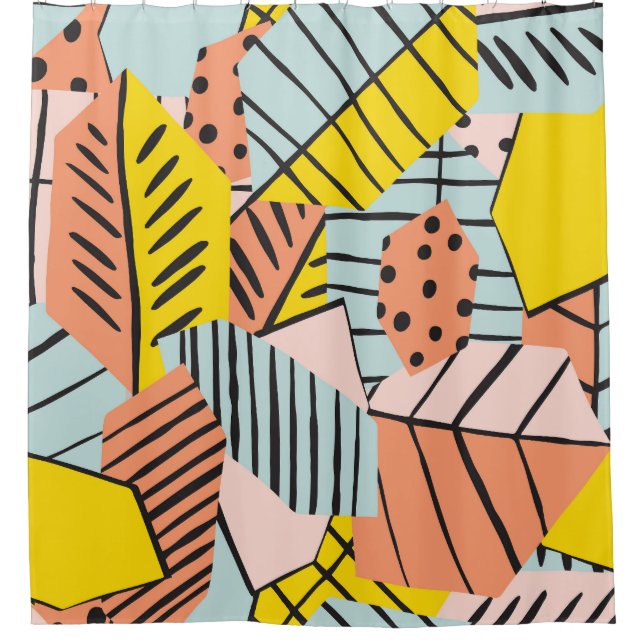Abstract colourful leaves, nature pattern. shower curtain (Front)