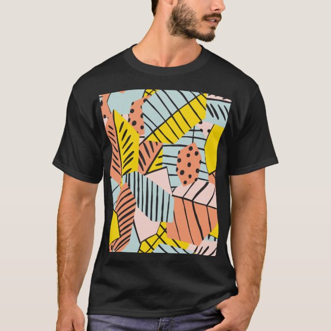 Abstract colourful leaves, nature pattern. T-Shirt (Front)