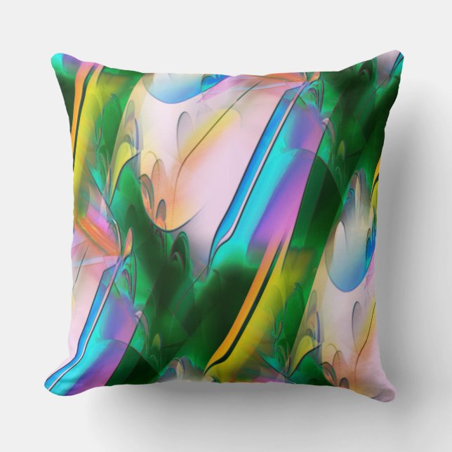 Abstract colourful leaves with psychedelic style   cushion (Front)