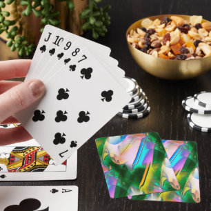 Abstract colourful leaves with psychedelic style playing cards