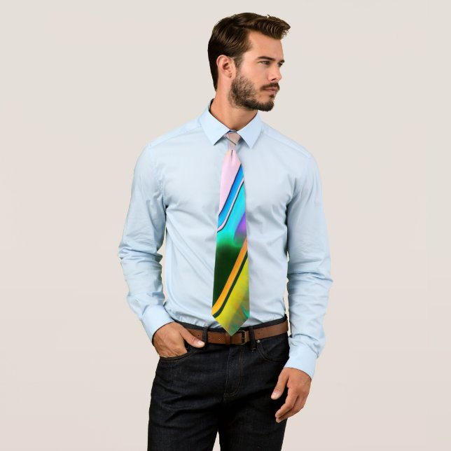 Abstract colourful leaves with psychedelic style   tie (In Situ)