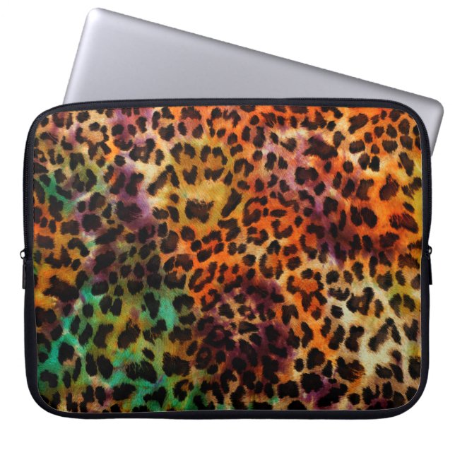 abstract colourful leopard texture pattern laptop sleeve (Front)