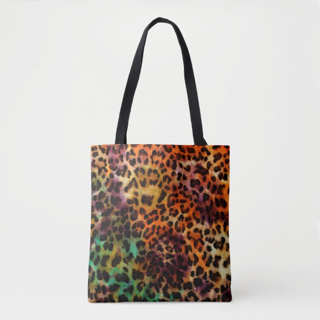 abstract colourful leopard texture pattern tote bag (Front)
