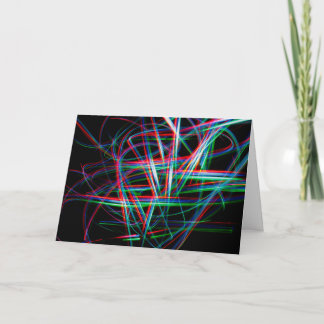 Abstract colourful light streaks card