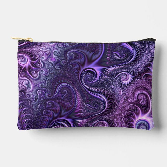 Abstract Colourful Lilac & Violet Spiral Pattern Accessory Pouch (Front)