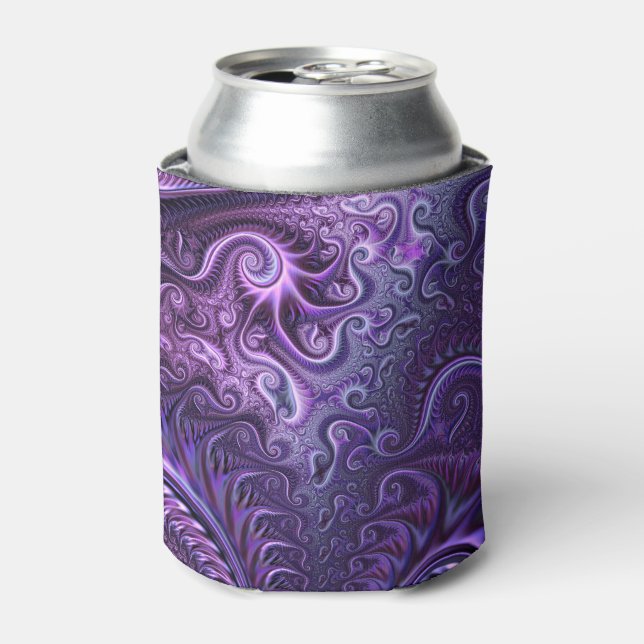 Abstract Colourful Lilac & Violet Spiral Pattern Can Cooler (Can Front)