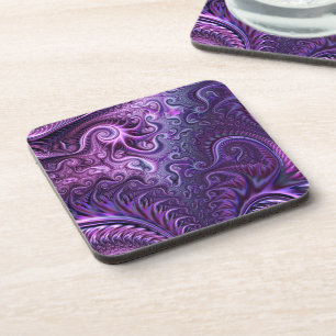 Abstract Colourful Lilac & Violet Spiral Pattern Coaster