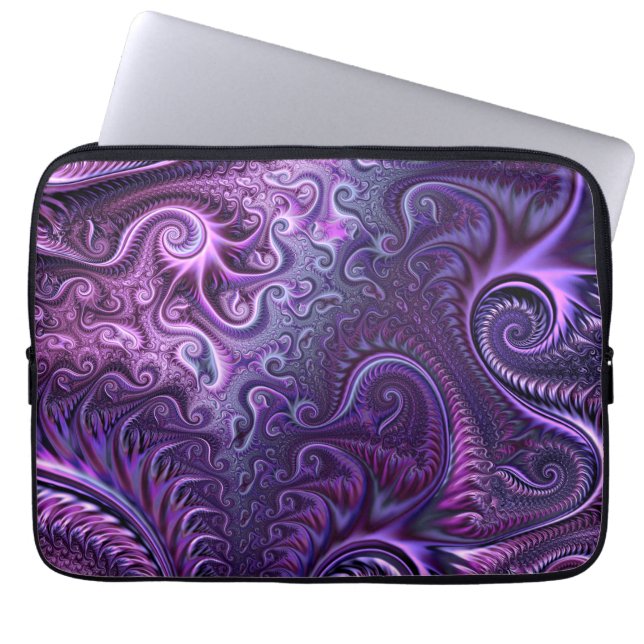 Abstract Colourful Lilac & Violet Spiral Pattern Laptop Sleeve (Front)