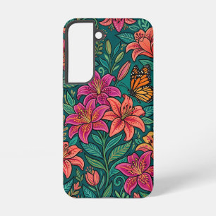 Abstract Colourful Lilies Butterfly Samsung Cases