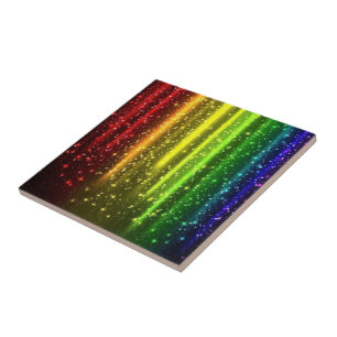 Abstract Colourful Lines Flare - Beautiful Lights Ceramic Tile