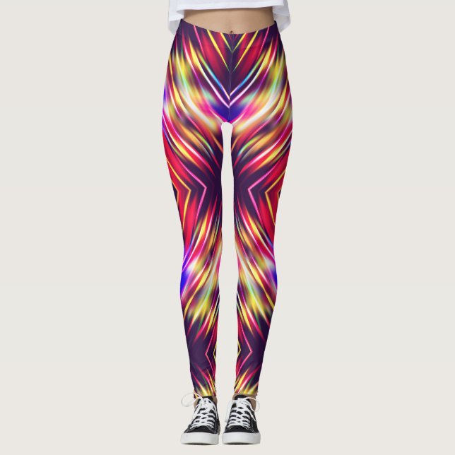 Abstract colourful lines leggings (Front)