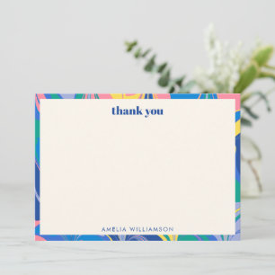 Abstract Colourful Marble Blue Custom Bridal Showe Thank You Card