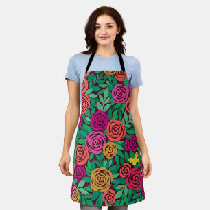 Abstract Colourful Matisse Roses Butterflies Apron