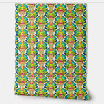 Abstract colourful modern art deco look pattern  wallpaper<br><div class="desc">Colourful abstract fan shape pattern. Fun and bright. In colours of blue,  green,  red and orange.</div>