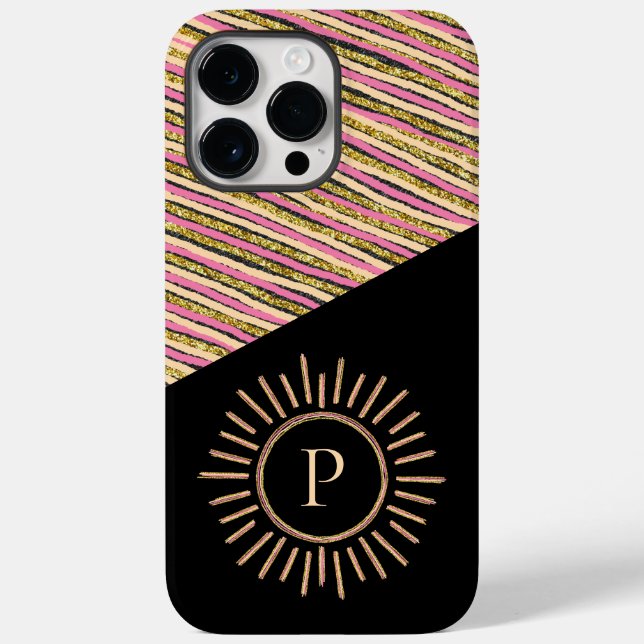 Abstract Colourful Modern Monogram Pink Yellow Gol Case-Mate iPhone Case (Back)