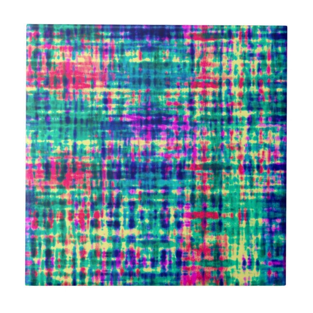 Abstract Colourful Modern Tie Dye Pattern Ceramic Tile (Front)