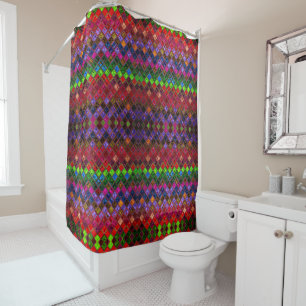 Abstract Colourful Mosaic Stained Glass Shower Curtain
