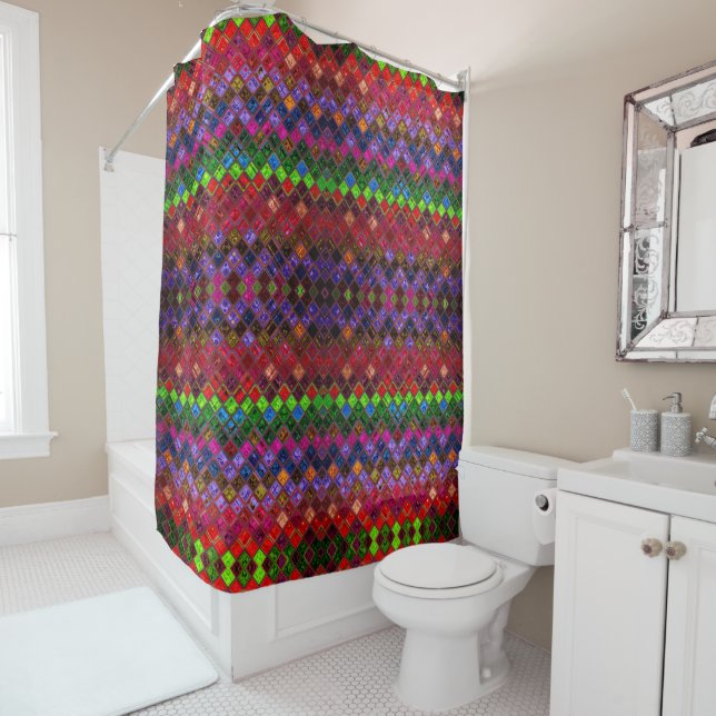 Abstract Colourful Mosaic Stained Glass  Shower Curtain (In Situ)