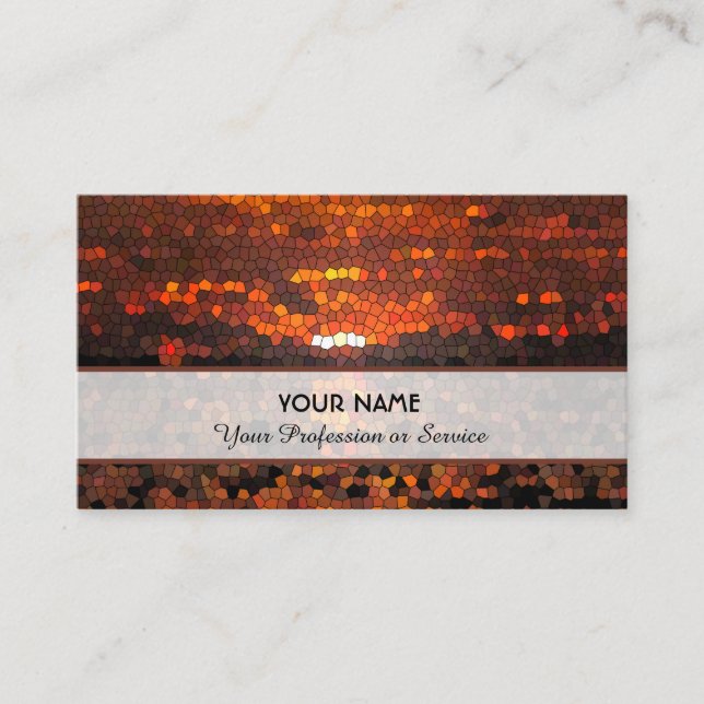 Abstract colourful mosaic sunset tiles pattern bus business card (Front)