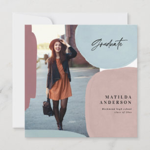 Abstract colourful multi photo graduation party announcement