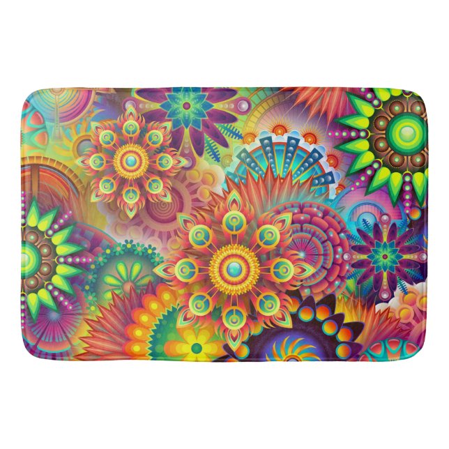 Abstract Colourful Multi Room Home Rug or Mat (Front)