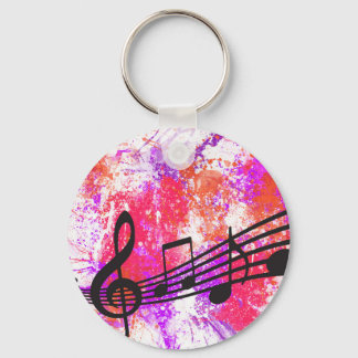 Abstract Colourful Music Notes Key Ring