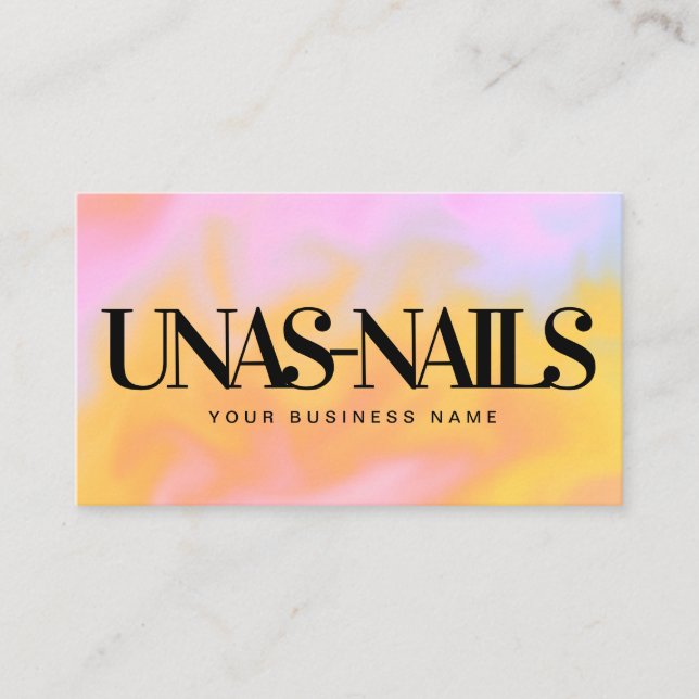 Abstract Colourful Nail Technician Business Card (Front)