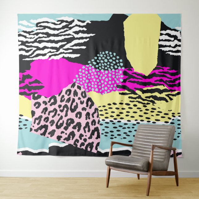 Abstract colourful organic shapes modern pattern tapestry (In Situ (Horizontal))