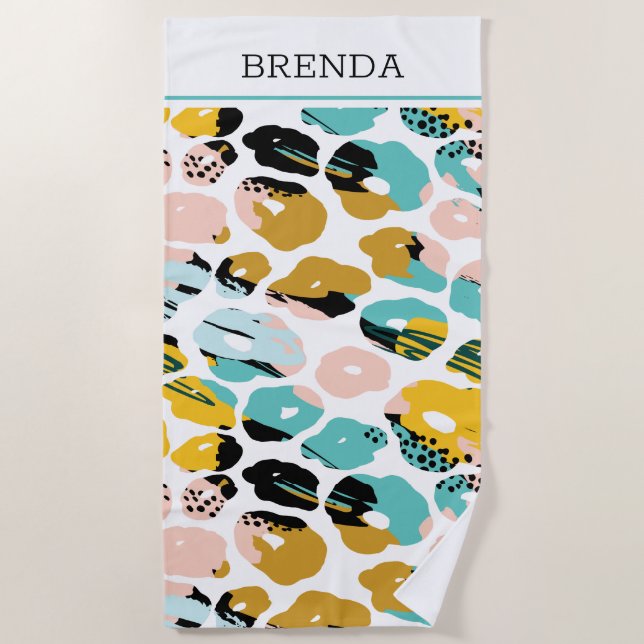 Abstract colourful organic shapes pattern beach towel (Front)