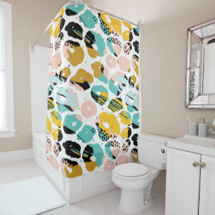 Abstract colourful organic shapes pattern shower curtain