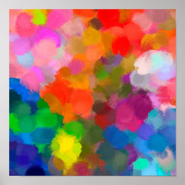 Abstract colourful paint brushstrokes poster (Front)