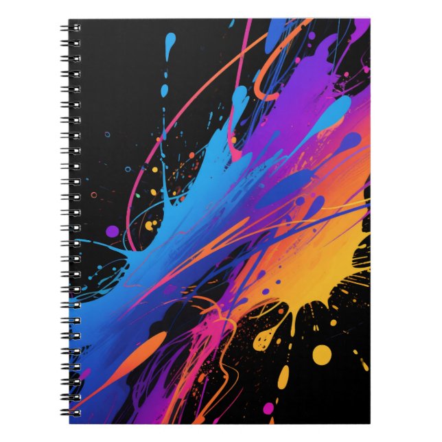 Abstract Colourful Paint Splatter Background Notebook (Front)