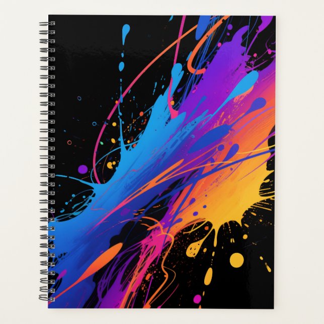 Abstract Colourful Paint Splatter Background Planner (Front)