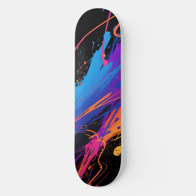 Abstract Colourful Paint Splatter Background Skateboard (Front)